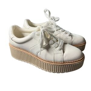 DV Dolce Vita Tiger White Platform Sneakers Womens 8.5 Ribbed Flatform Shoes